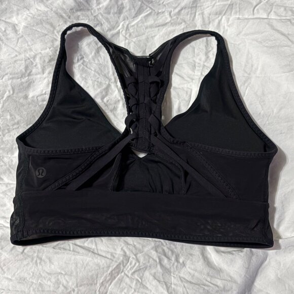 Lululemon Essential Rhythm Black Athletic Mesh Sports Yoga Racerback Bra 6 - Picture 4 of 8
